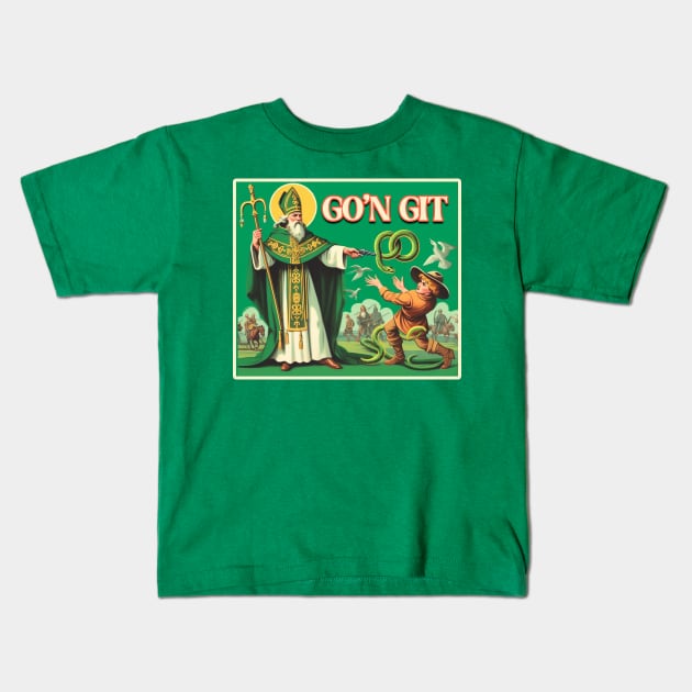 Vintage Retro Funny St. Patrick's Day Go'n Git Snake Kids T-Shirt by TeeTrendz